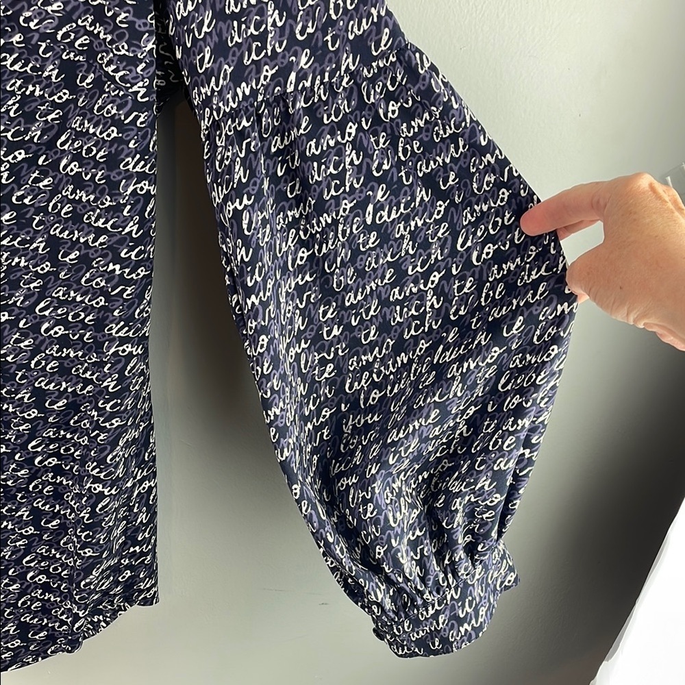 Cabi Script Print Blouse Size M - image 5